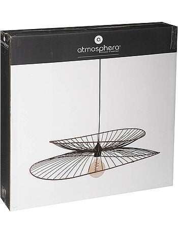 Lampada a sospensione di design in metallo e rafia