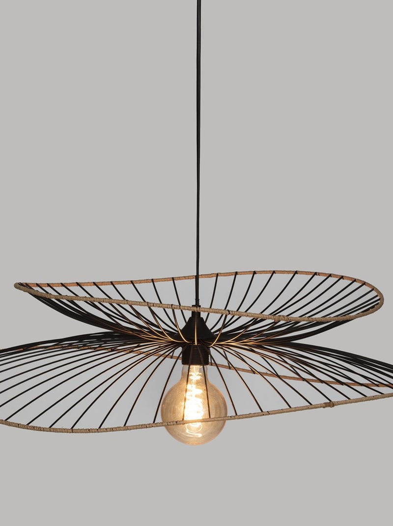 Lampada a sospensione di design in metallo e rafia Nero - Kiabi