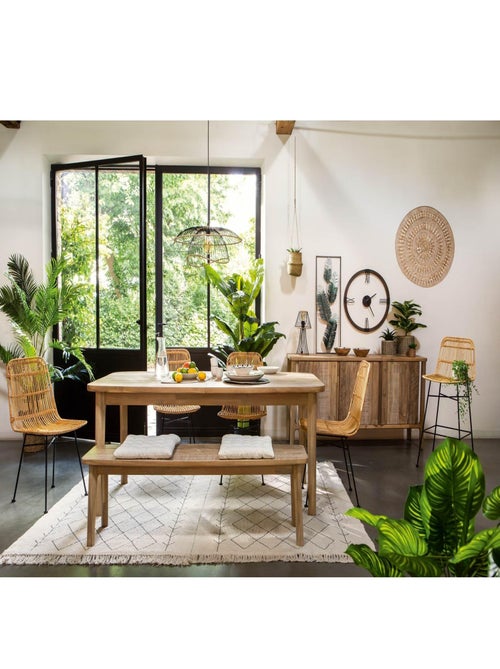 Lampada a sospensione di design in metallo e rafia - Kiabi