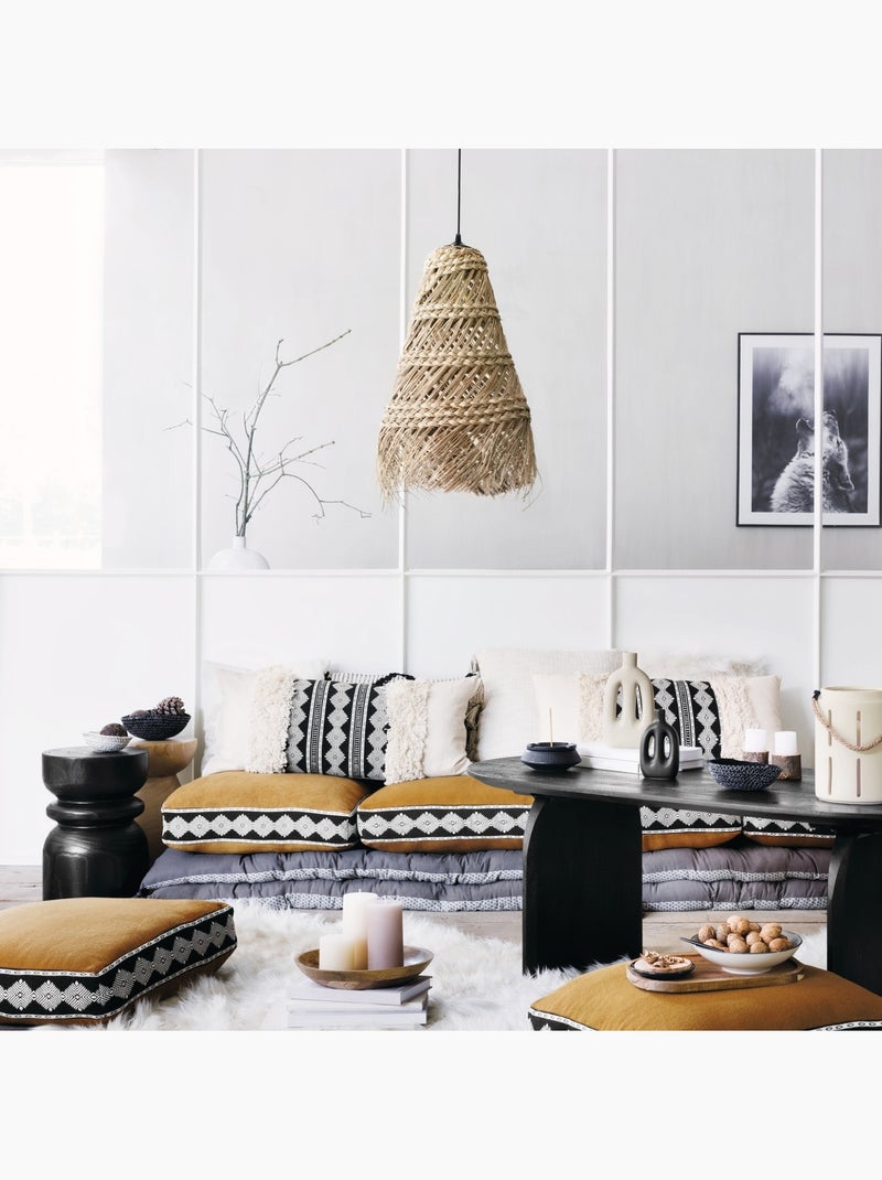 Lampada a sospensione in canna con frange Beige - Kiabi