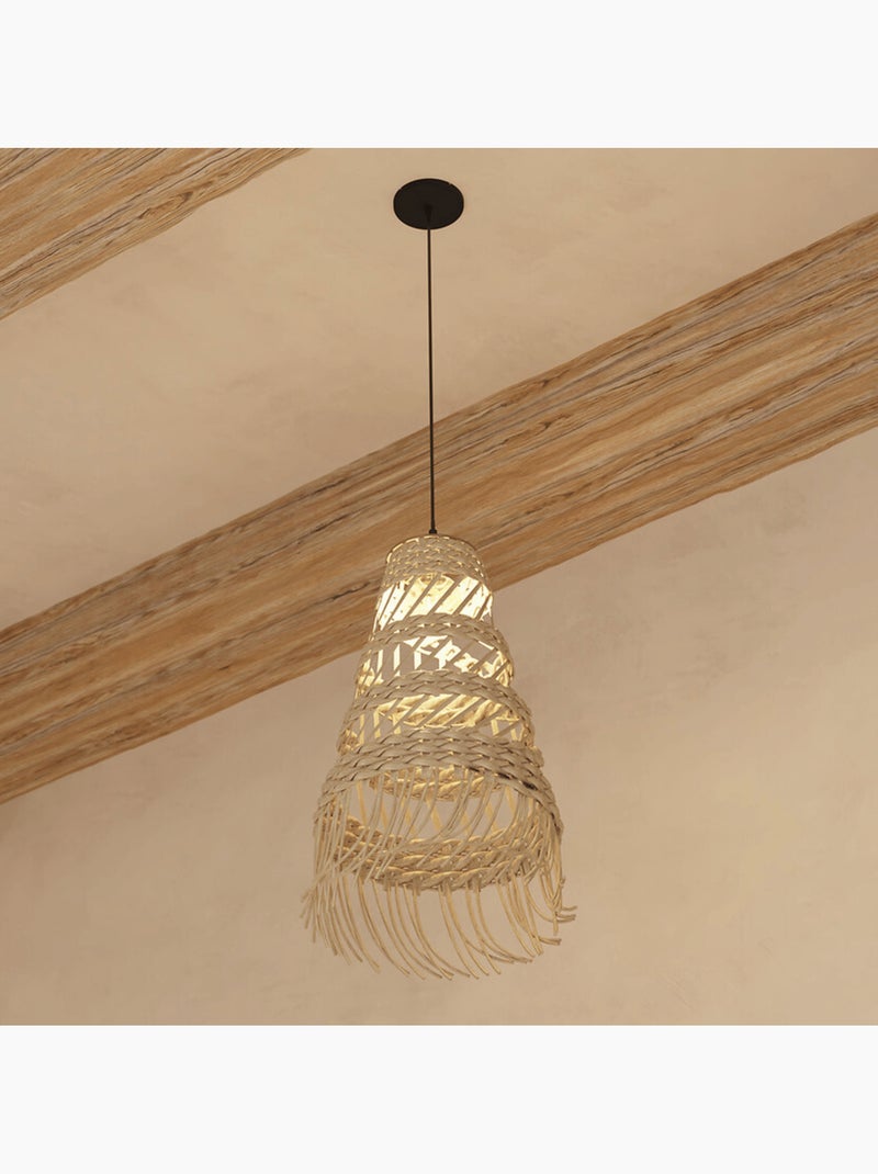 Lampada a sospensione in canna con frange Beige - Kiabi