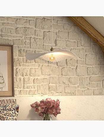 Lampada a sospensione in cartapesta tehani bianco d57cm