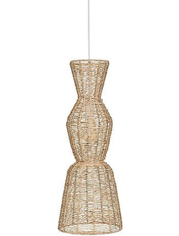 Lampada a sospensione in juta e acciaio, design verticale
