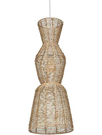 Lampada a sospensione in juta e acciaio, design verticale