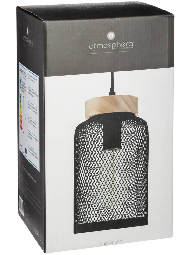 Lampada a sospensione in metallo e legno Nero - Kiabi