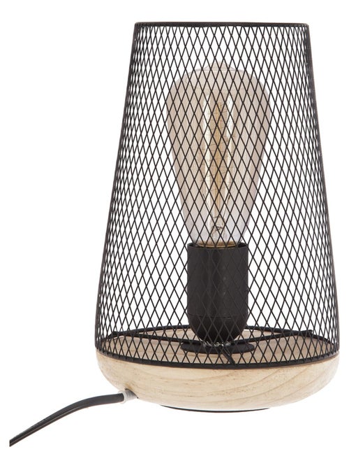 Lampada da tavolo in griglia e legno - Kiabi