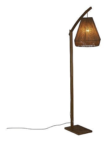 Lampada da terra bohémien in bambù e corda
