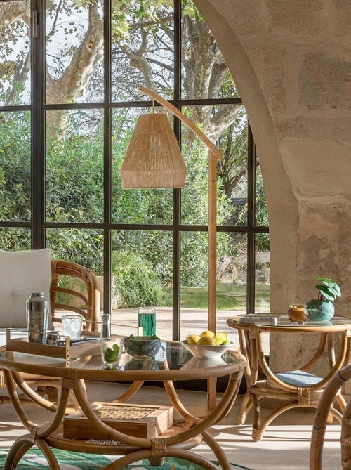 Lampada da terra bohémien in bambù e corda - Kiabi