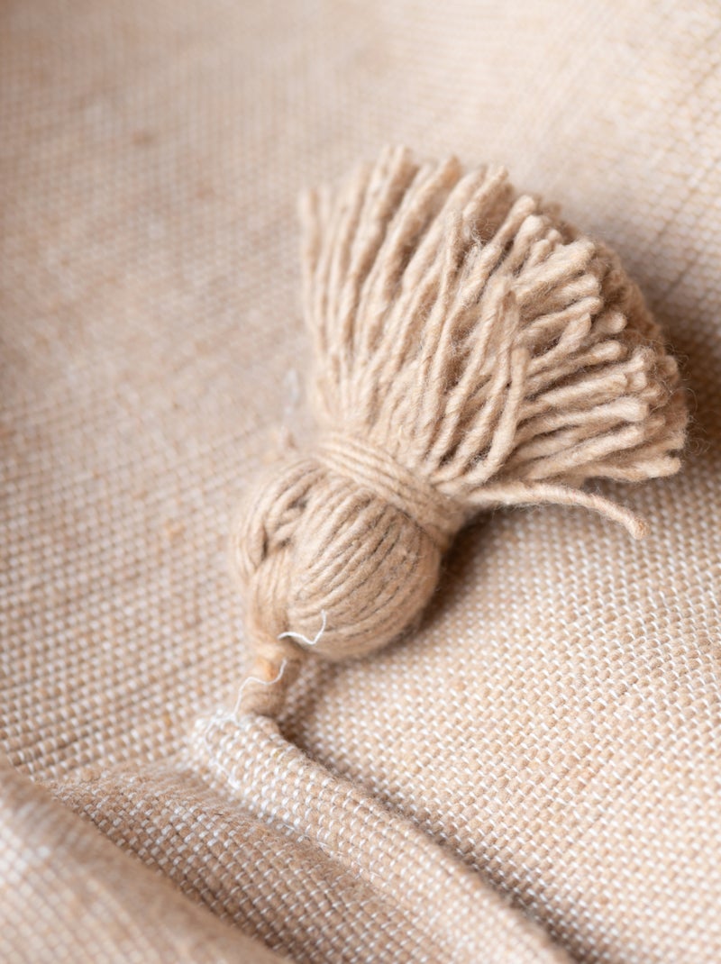 Lancio in lana con nappe Beige - Kiabi