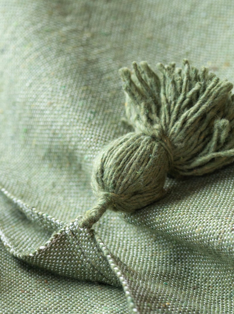 Lancio in lana con nappe Verde - Kiabi