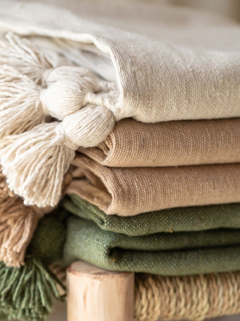 Lancio in lana con nappe Verde - Kiabi