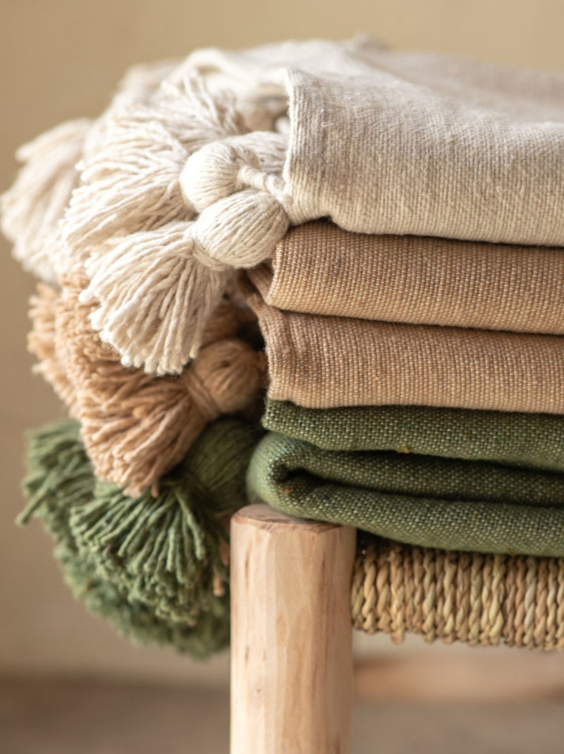 Lancio in lana con nappe Verde - Kiabi