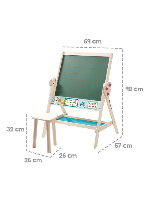 Lavagna girevole doppia faccia per bambini con sgabello "Roba Fuchs und Eule" - Kiabi
