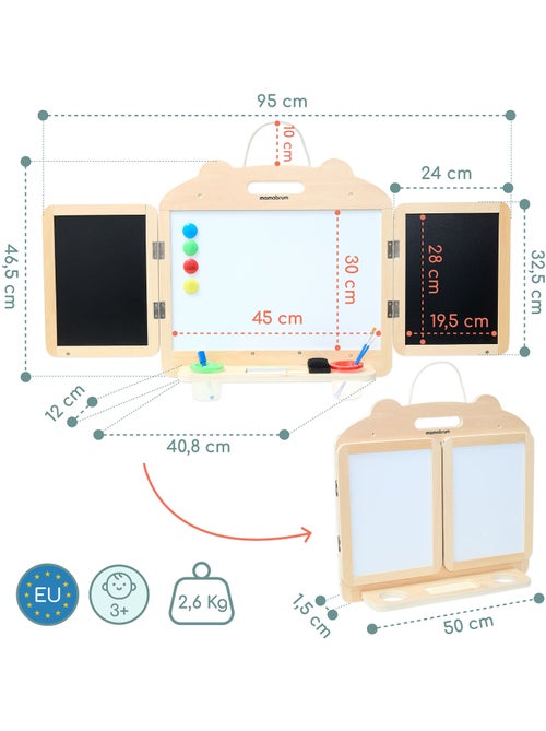 Lavagna magnetica pieghevole legno bambini gesso pennarello mamabrum - Kiabi