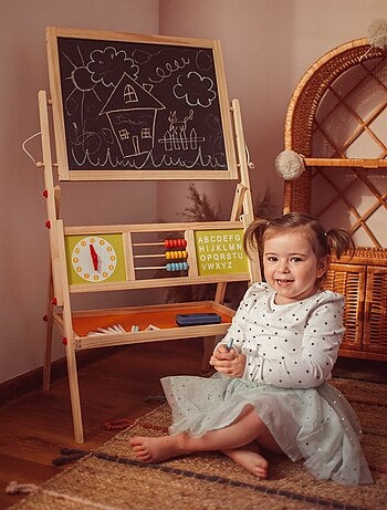 Lavagna per bambini doppia faccia magnetica legno Mamabrum