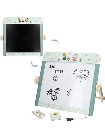 Lavagna per bambini in legno bifacciale con accessori WOOMAX