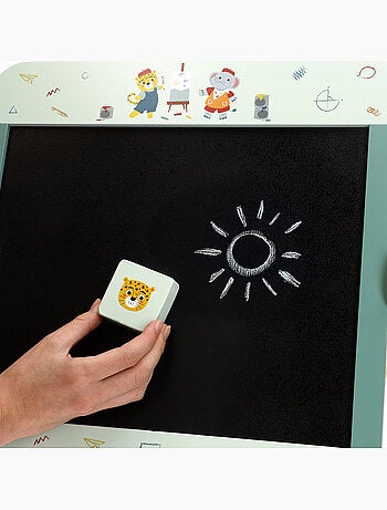 Lavagna per bambini in legno bifacciale con accessori WOOMAX