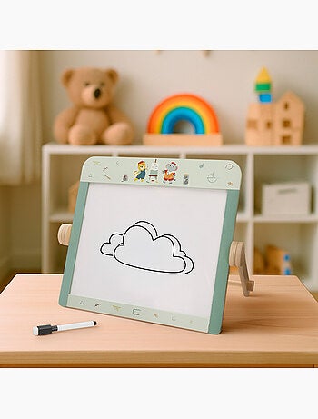 Lavagna per bambini in legno bifacciale con accessori WOOMAX