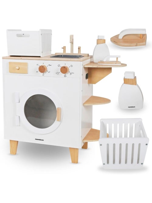 Lavatrice giocattolo legno 65x29cm ferro stiro cesto accessori mamabrum - Kiabi Lavatrice giocattolo legno 65x29cm ferro stiro cesto accessori mamabrum - Kiabi