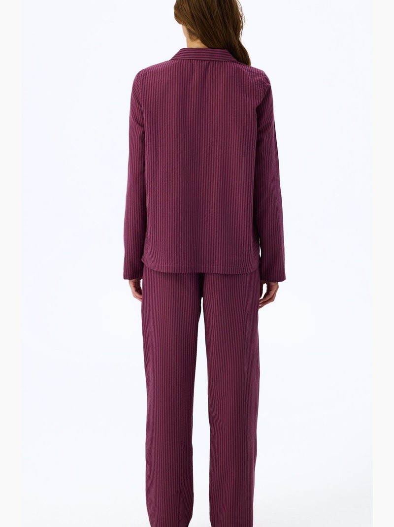 Lea completo pigiama a righe con camicia e pantaloni, manica lunga penti Rosso bordeaux - Kiabi