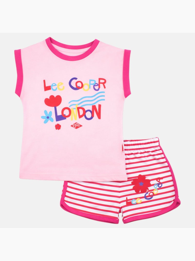 Lee Cooper - Completo bambina composto da canotta e pantaloncino Rosa - Kiabi