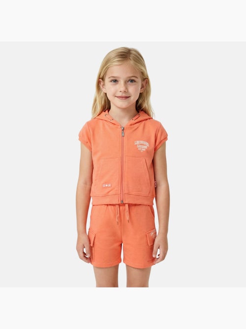 Lee Cooper - Completo bambina maglietta a maniche corte con zip e cappuccio e pantaloncini - Kiabi