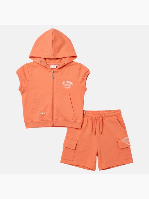 Lee Cooper - Completo bambina maglietta a maniche corte con zip e cappuccio e pantaloncini - Kiabi