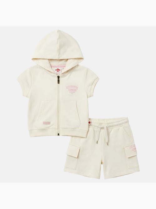 Lee Cooper - Completo bambina maglietta a maniche corte con zip e cappuccio e pantaloncini - Kiabi