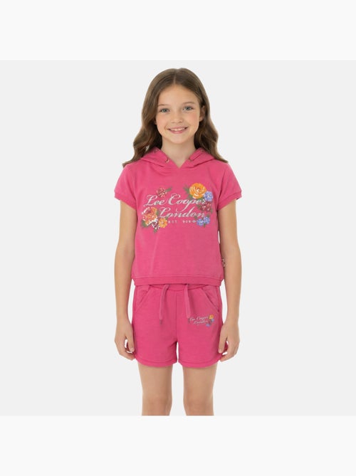 Lee Cooper - Completo bambina maglietta a maniche corte con zip e cappuccio e pantaloncini - Kiabi
