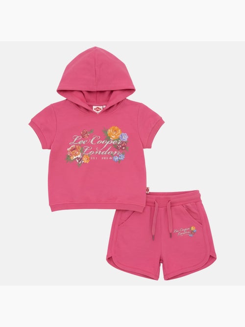 Lee Cooper - Completo bambina maglietta a maniche corte con zip e cappuccio e pantaloncini - Kiabi