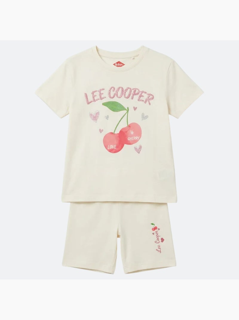 Lee Cooper - Completo bambina maglietta a maniche corte e bermuda Beige - Kiabi