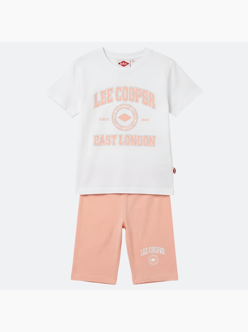 Lee Cooper - Completo bambina maglietta a maniche corte e bermuda Bianco - Kiabi