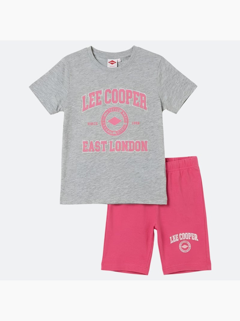 Lee Cooper - Completo bambina maglietta a maniche corte e bermuda Grigio - Kiabi