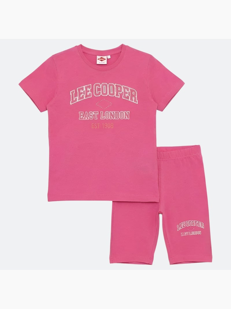 Lee Cooper - Completo bambina maglietta a maniche corte e bermuda Rosa - Kiabi