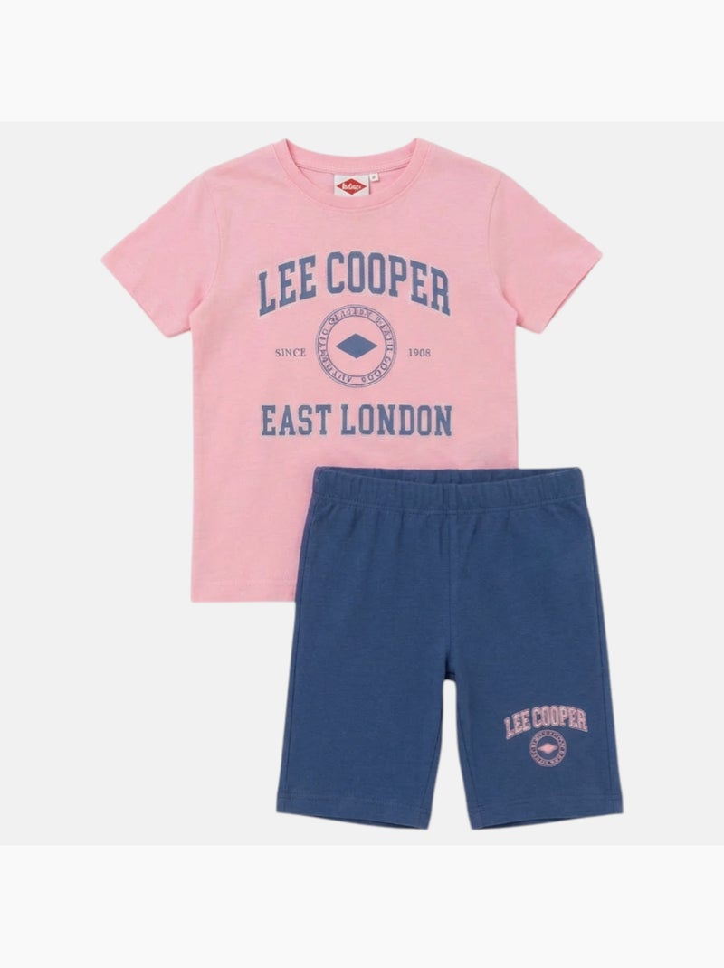 Lee Cooper - Completo bambina maglietta a maniche corte e bermuda Rosa - Kiabi