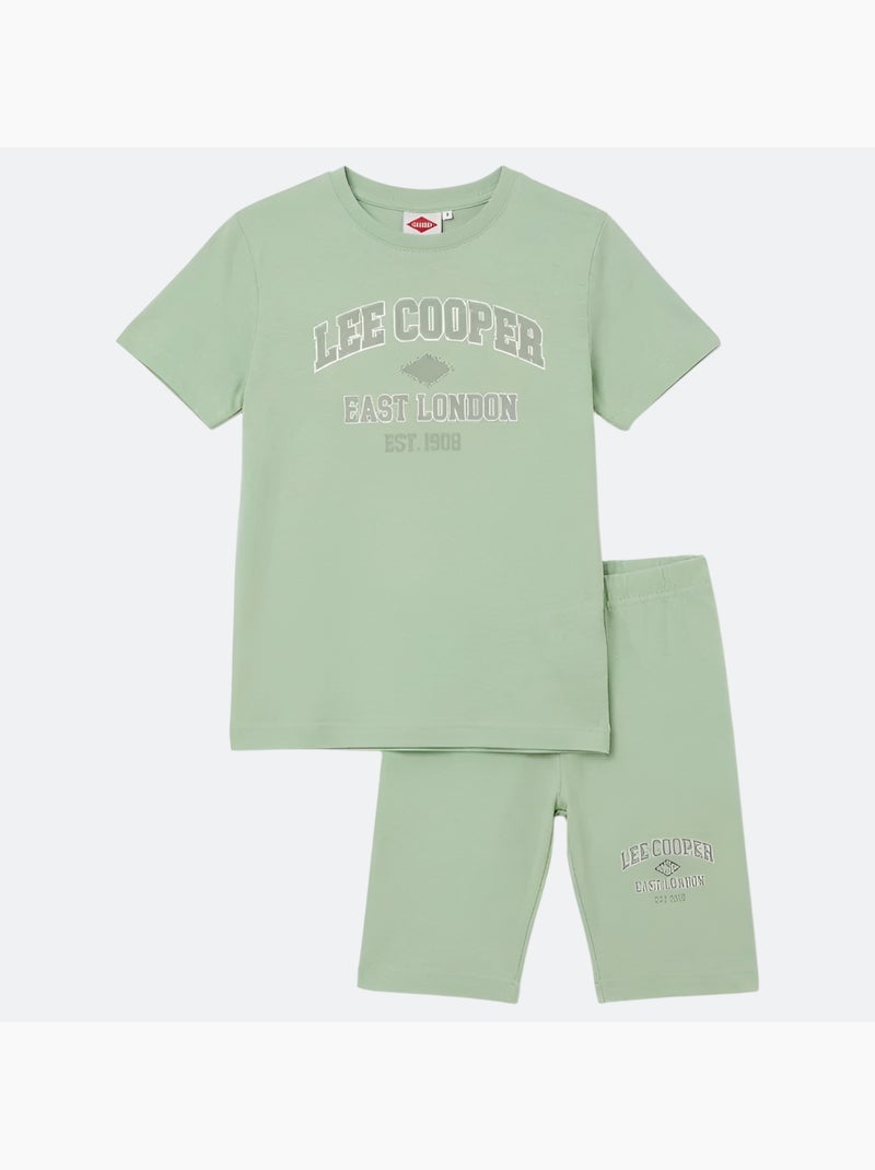 Lee Cooper - Completo bambina maglietta a maniche corte e bermuda Verde - Kiabi