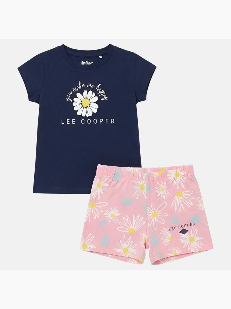 Lee Cooper - Completo bambina maglietta a maniche corte e pantaloncini Blu marino - Kiabi