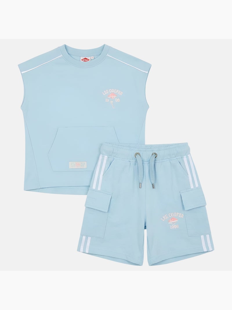 Lee Cooper - Completo bambina maglietta a maniche corte e pantaloncini Blu - Kiabi