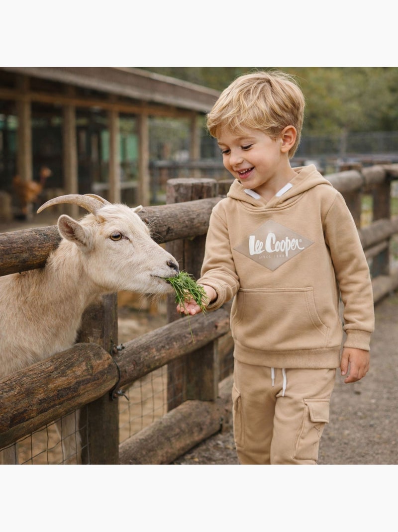 Lee Cooper - Completo bambino composto da felpa con cappuccio e pantaloni Beige - Kiabi