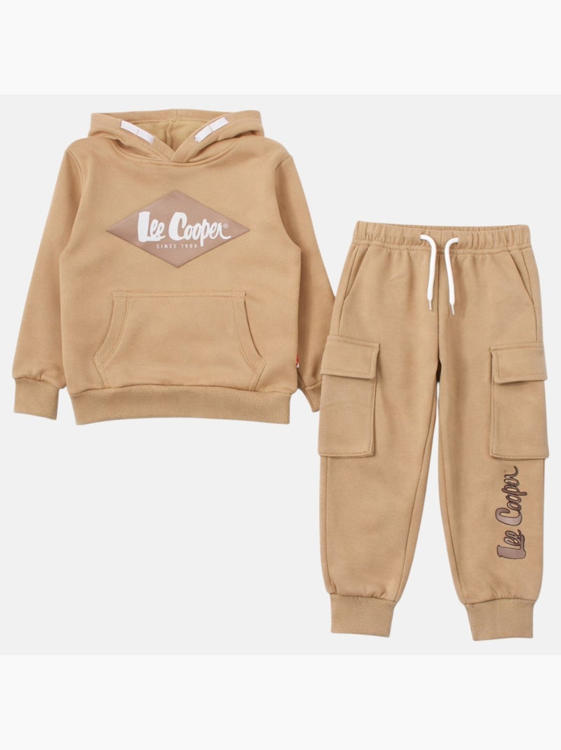 Lee Cooper - Completo bambino composto da felpa con cappuccio e pantaloni Beige - Kiabi