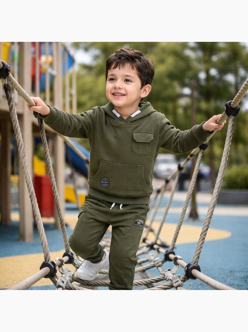 Lee Cooper - Completo bambino composto da felpa con cappuccio e pantaloni Cachi - Kiabi