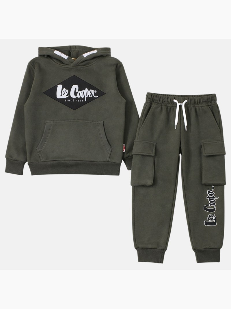 Lee Cooper - Completo bambino composto da felpa con cappuccio e pantaloni Cachi - Kiabi