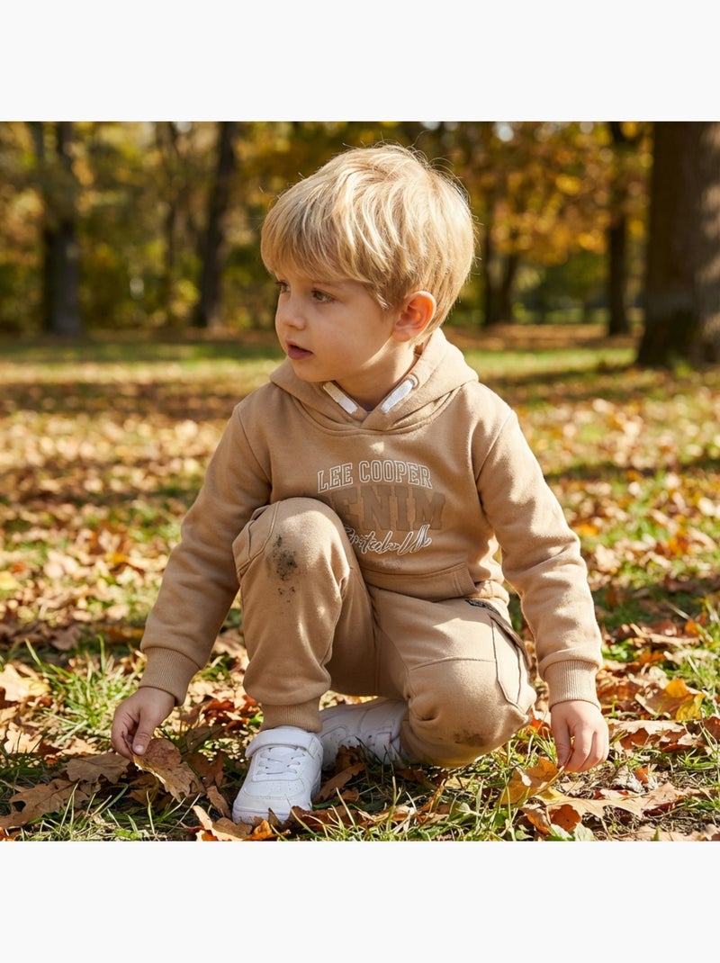 Lee Cooper - Completo bambino composto da felpa con cappuccio e pantaloni cargo Beige - Kiabi