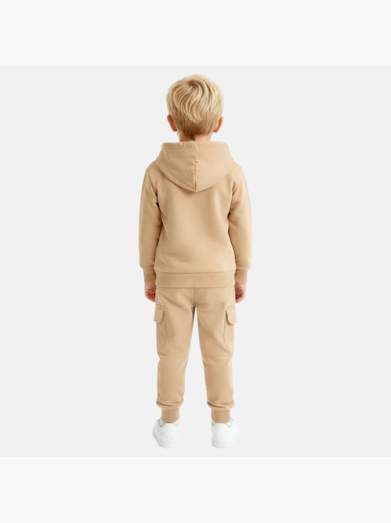 Lee Cooper - Completo bambino composto da felpa con cappuccio e pantaloni cargo Beige - Kiabi