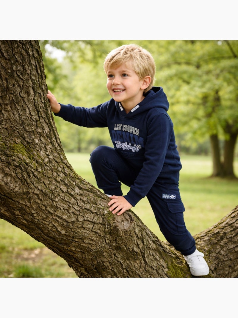 Lee Cooper - Completo bambino composto da felpa con cappuccio e pantaloni cargo Blu marino - Kiabi