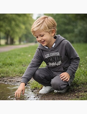 Lee Cooper - Completo bambino composto da felpa con cappuccio e pantaloni cargo