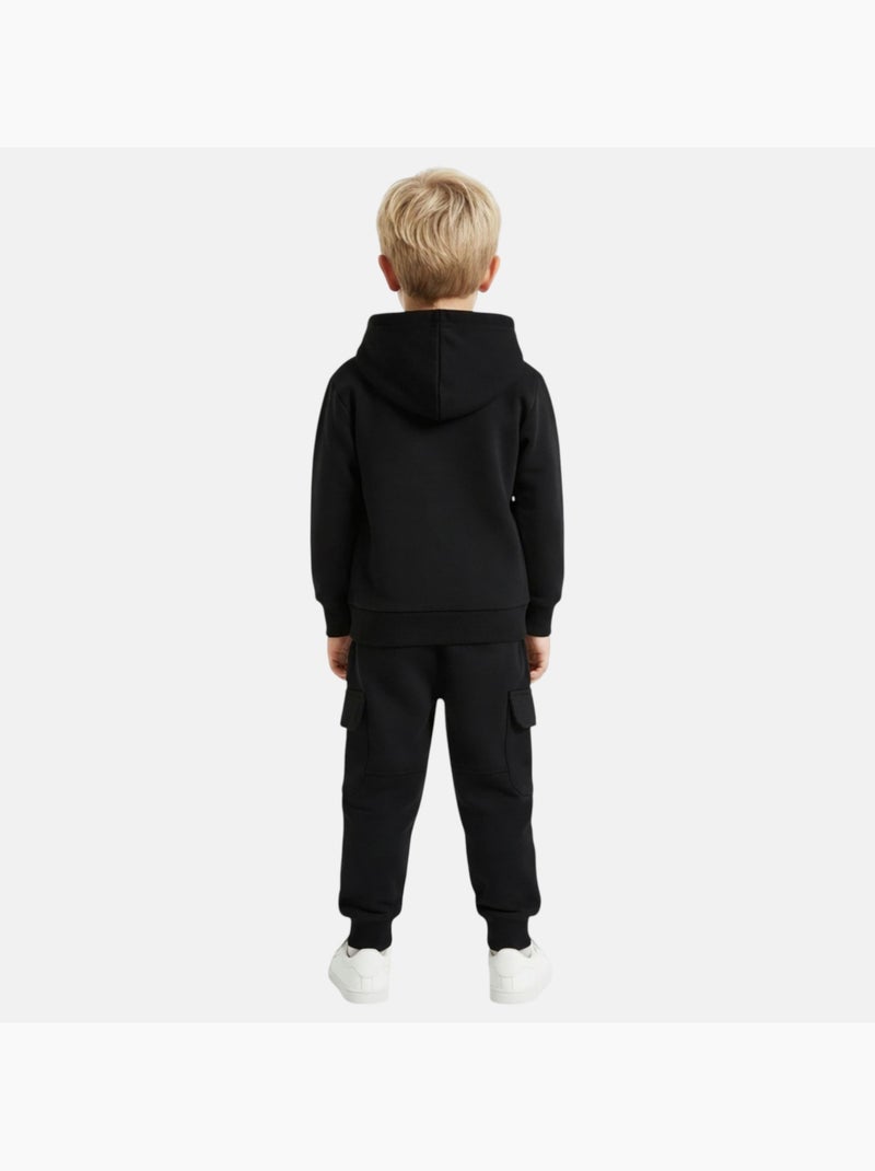 Lee Cooper - Completo bambino composto da felpa con cappuccio e pantaloni cargo Nero - Kiabi