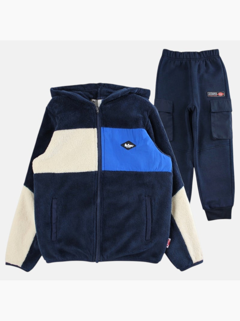 Lee Cooper - Completo bambino composto da felpa con cappuccio e zip e pantalone Blu marino - Kiabi