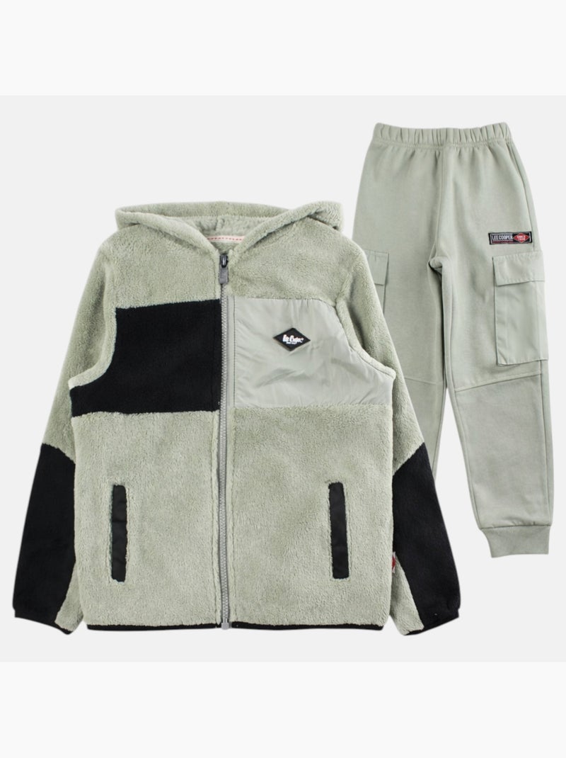 Lee Cooper - Completo bambino composto da felpa con cappuccio e zip e pantalone Grigio - Kiabi