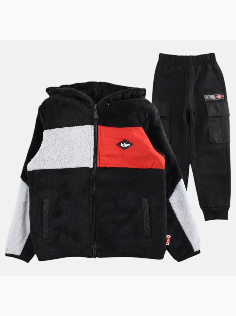 Lee Cooper - Completo bambino composto da felpa con cappuccio e zip e pantalone Nero - Kiabi